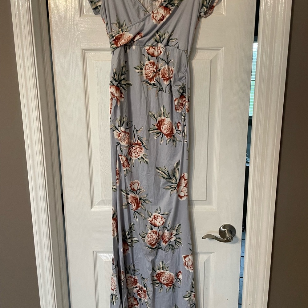 Pinkblush Blue and Pink Floral Maxi Dress